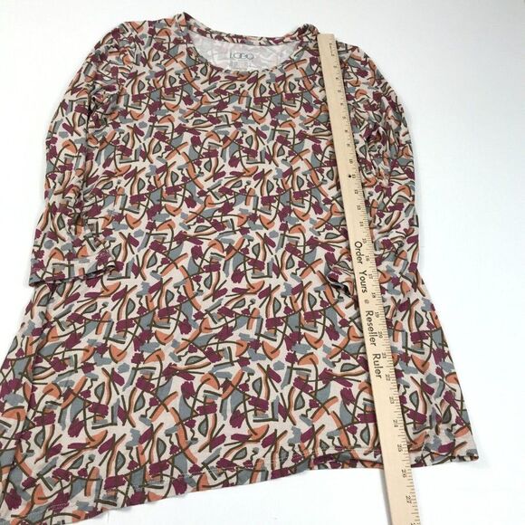 LOGO Lori Goldstein Tunic Colorful Print Asymmetric Top Stretch 3/4 Sleeve XS - Picture 4 of 12